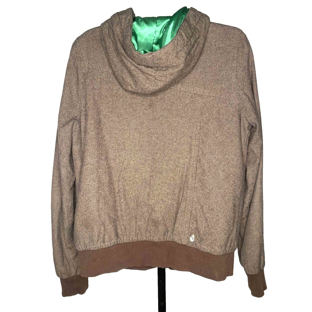 Volcom womens‎ size Medium Brown Dreamstate Bomber Hooded Jacket pockets lined - Picture 10 of 12